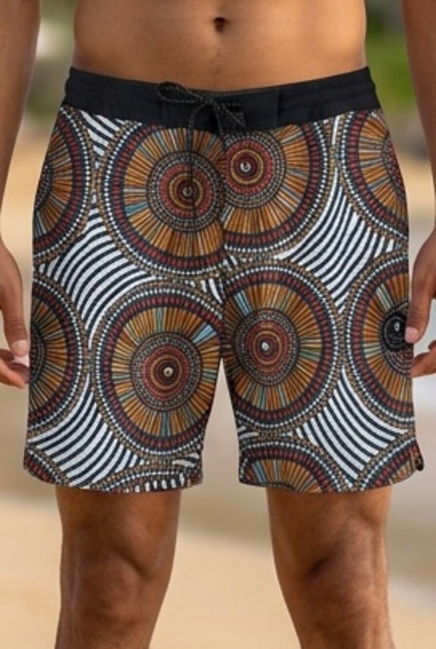 Vissla Board Shorts Mens Size 36 Round Geometric Print Beachwear Surf Skater